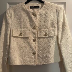 Zara Women's Ivory Textured Blazer